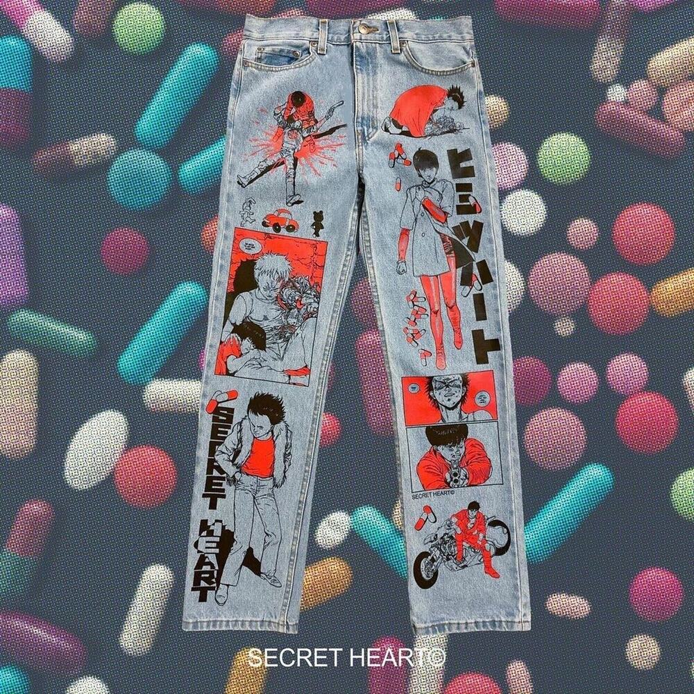 Akira Secret Heart Jeans Rare Handmade Kaneda Tetsuo Anime Katsuhiro Otomo Denim